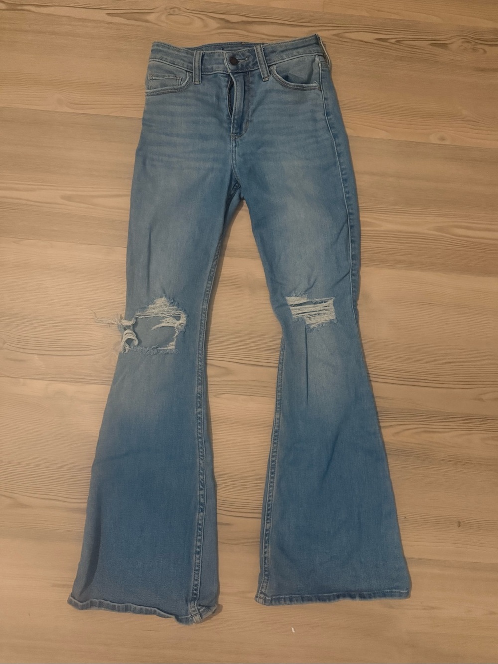 Light Blue Women's Distressed Flare Jeans